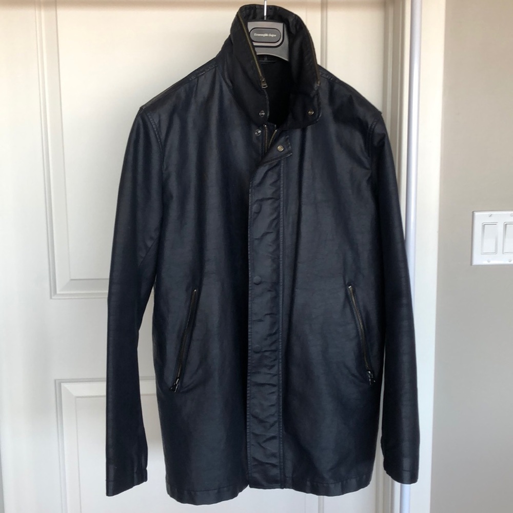 Theory Navy Coated Cotton Jacket